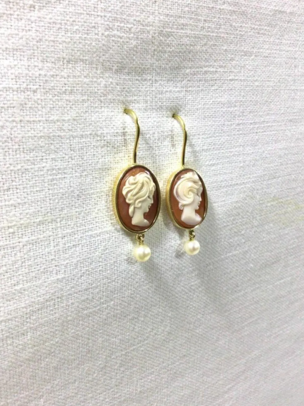 Boucles d'oreilles Camées Et Perles
