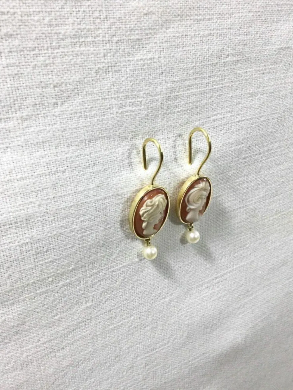 Boucles d'oreilles Camées Et Perles