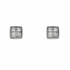 Boucles d'oreilles carrés or blanc et diamants