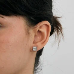 Boucles d'oreilles carrés or blanc et diamants
