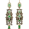 Boucles d'oreilles catalanes antiques en or, diamants et émeraudes