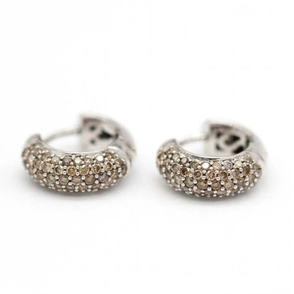 Boucles d'oreilles Champagne en or blanc et diamants