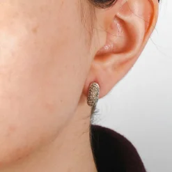 Boucles d'oreilles Champagne en or blanc et diamants