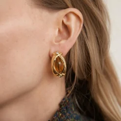 Boucles d'oreilles Citrines Diamants
