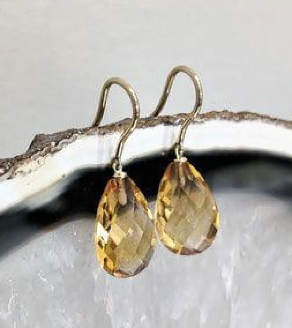 Boucles d'oreilles citrines goutte briolette