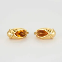 Boucles d'oreilles Citrines Diamants