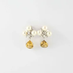 Boucles d'oreilles Citrines Perles