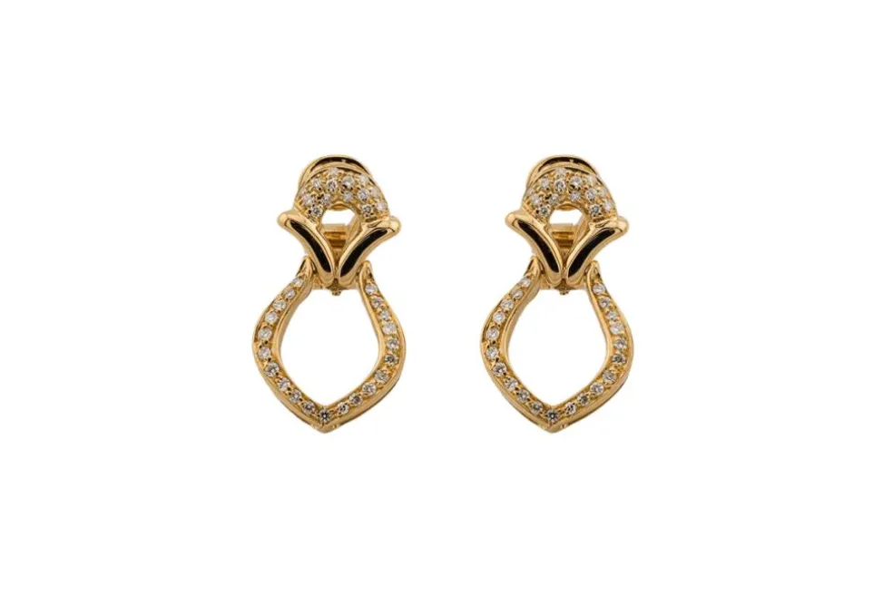 Boucles d'oreilles clip en or jaune et diamants