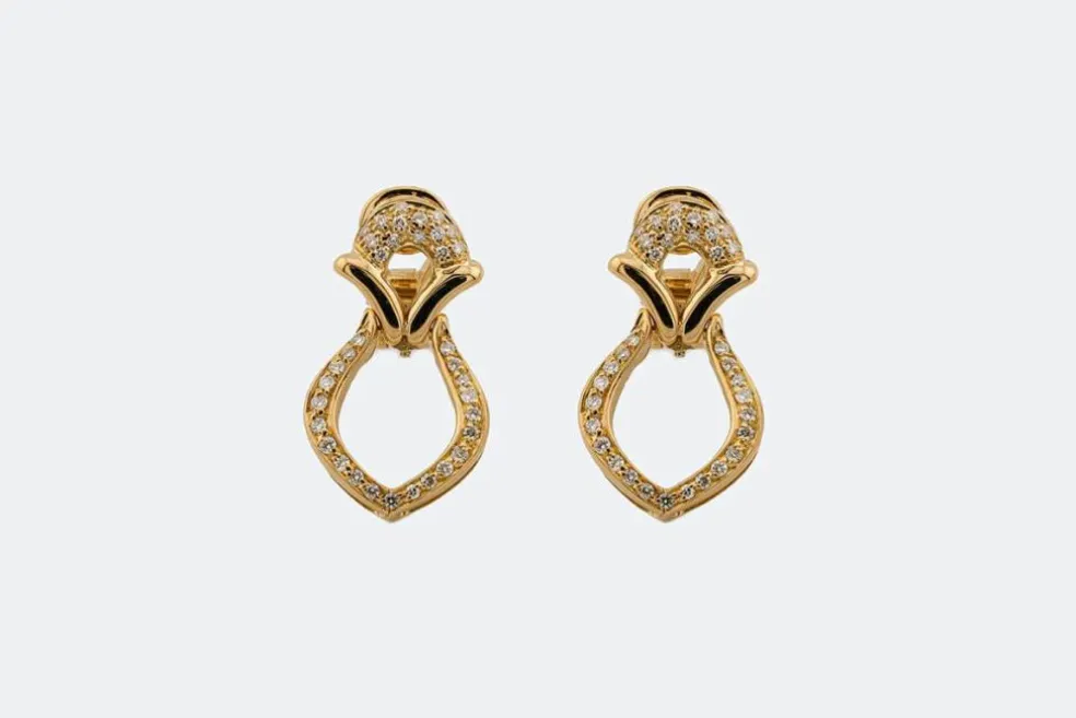 Boucles d'oreilles clip en or jaune et diamants