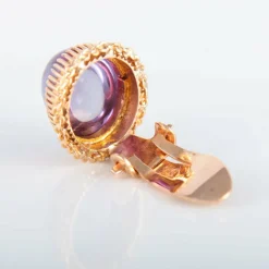 Boucles d'oreilles Clips Améthystes cabochon