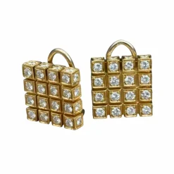 Boucles d'oreilles clips diamants en or jaune 18 carats