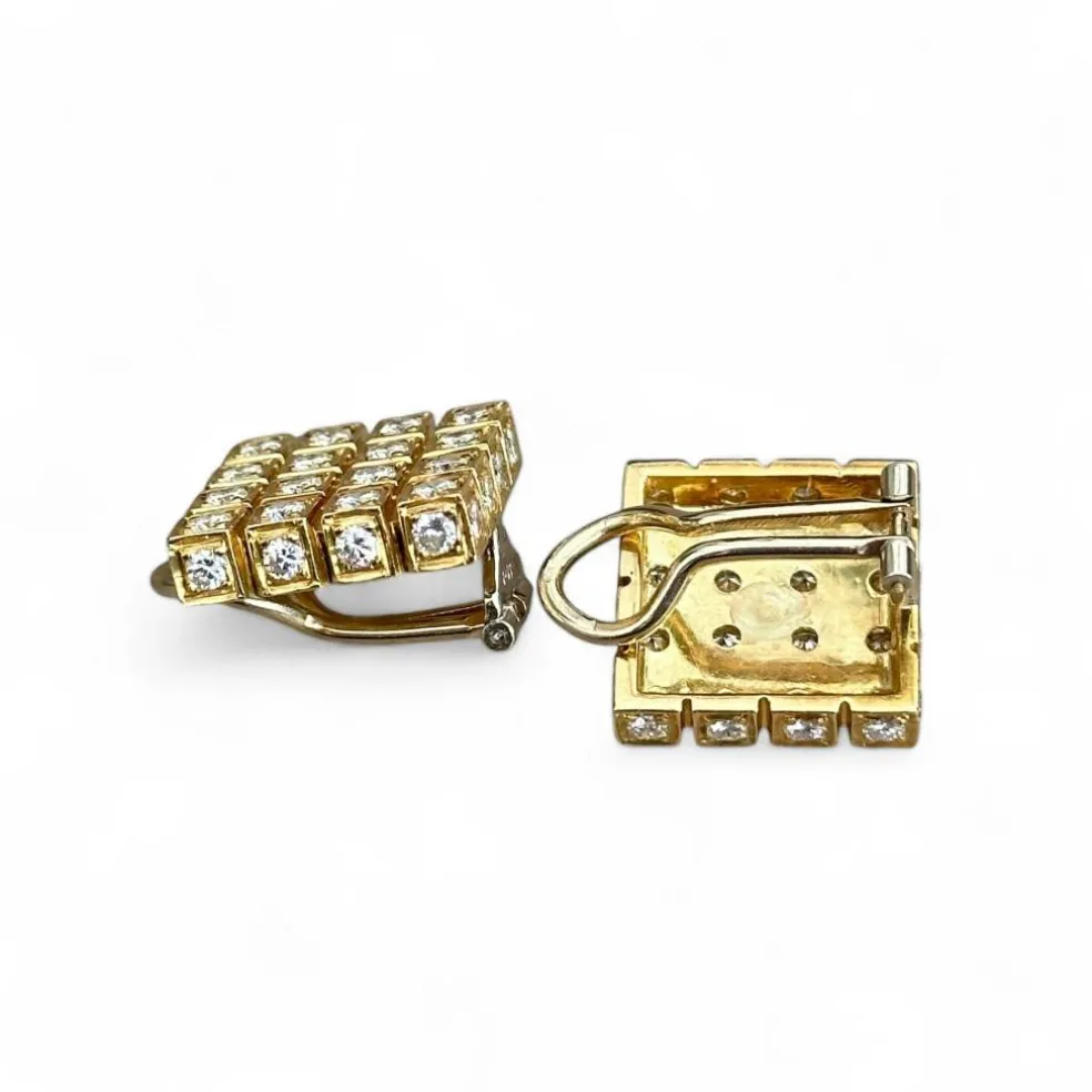 Boucles d'oreilles clips diamants en or jaune 18 carats