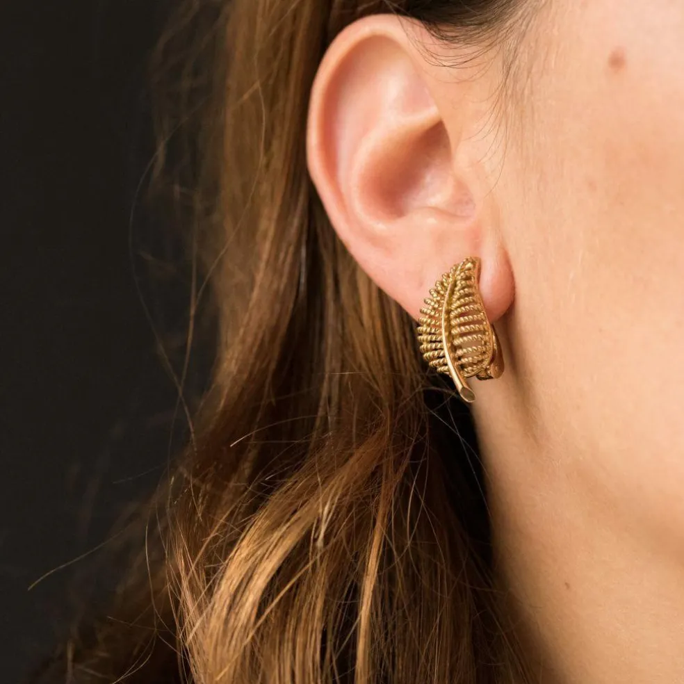 Boucles d'oreilles clips feuilles d'or