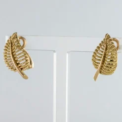 Boucles d'oreilles clips feuilles d'or