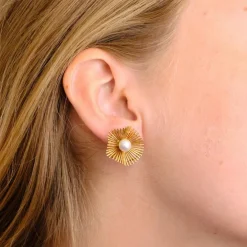 Boucles d'oreilles Clips Or Jaune Perles