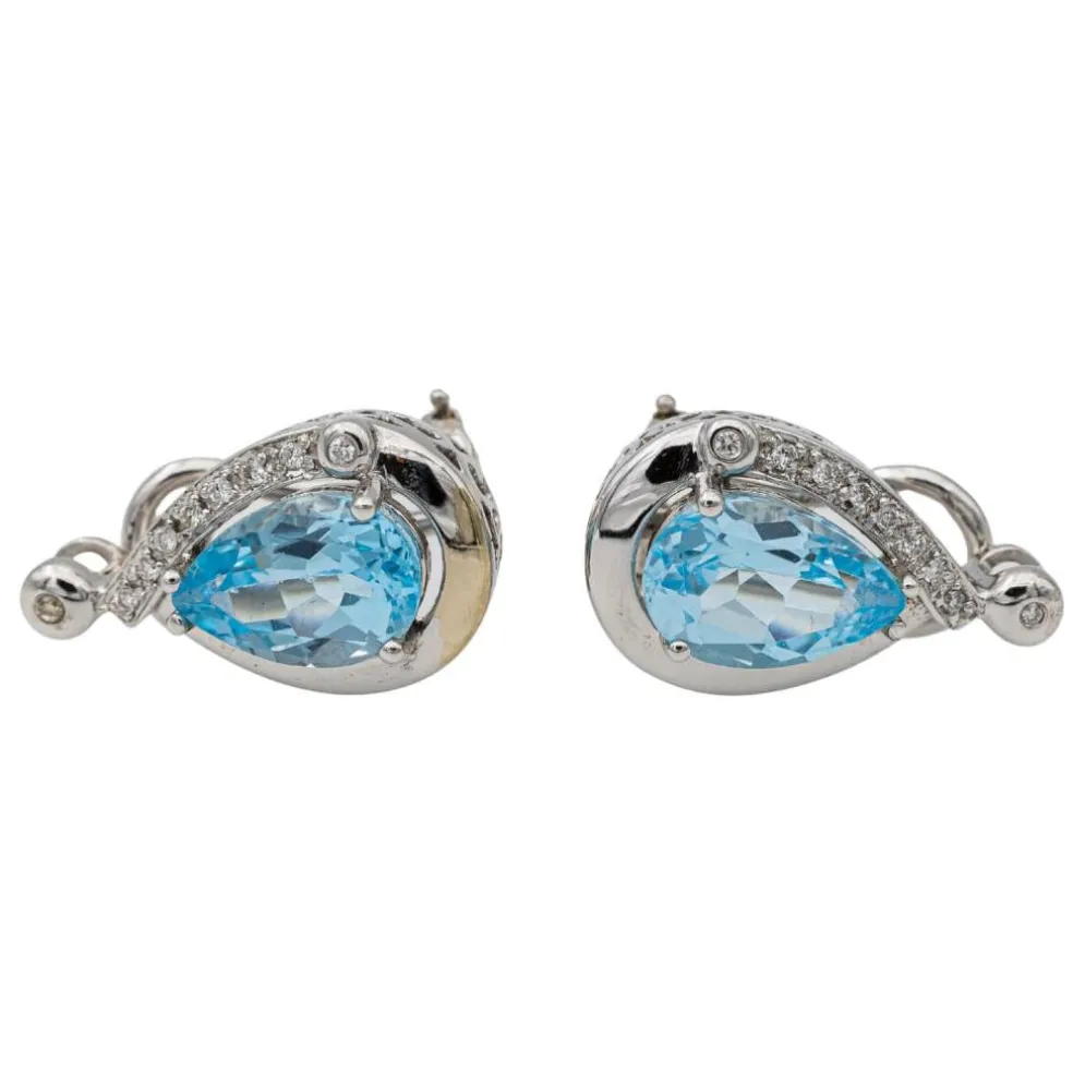 Boucles d'oreilles Clips Or blanc Topaze