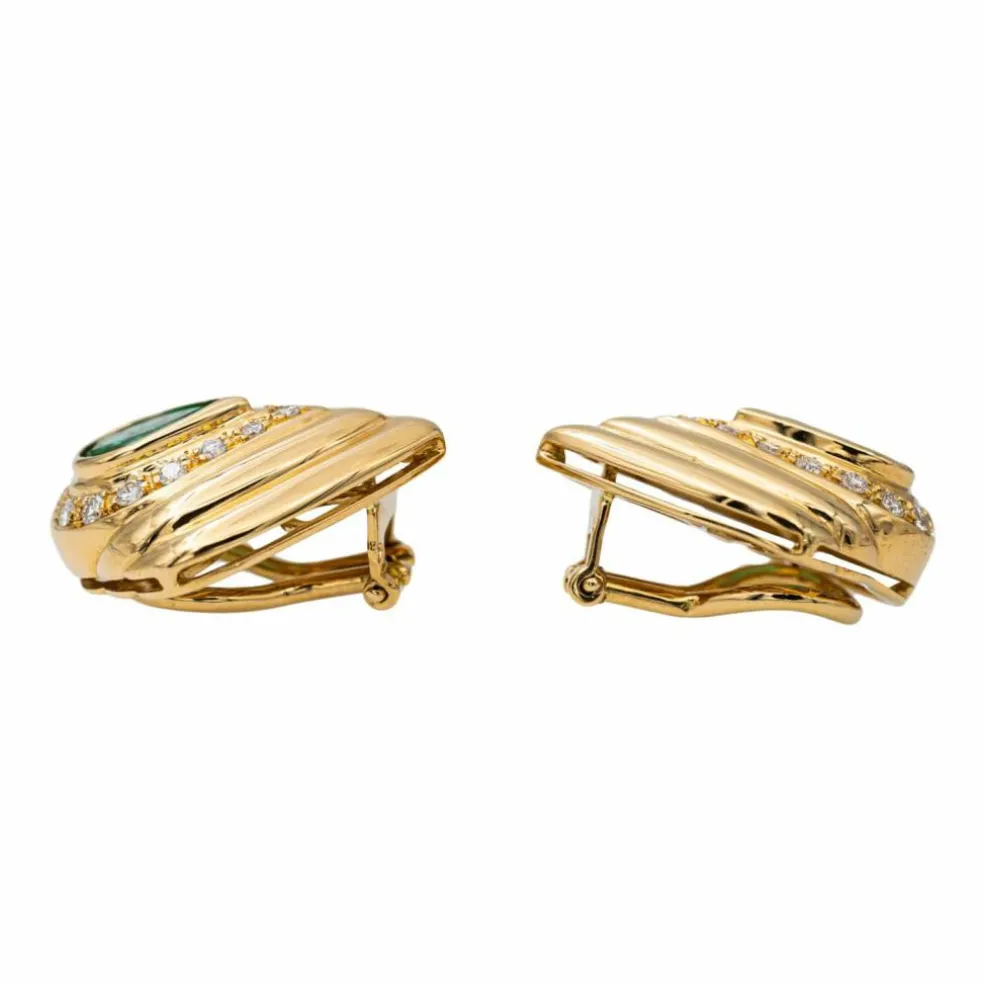Boucles d'oreilles Clips Or jaune Emeraude