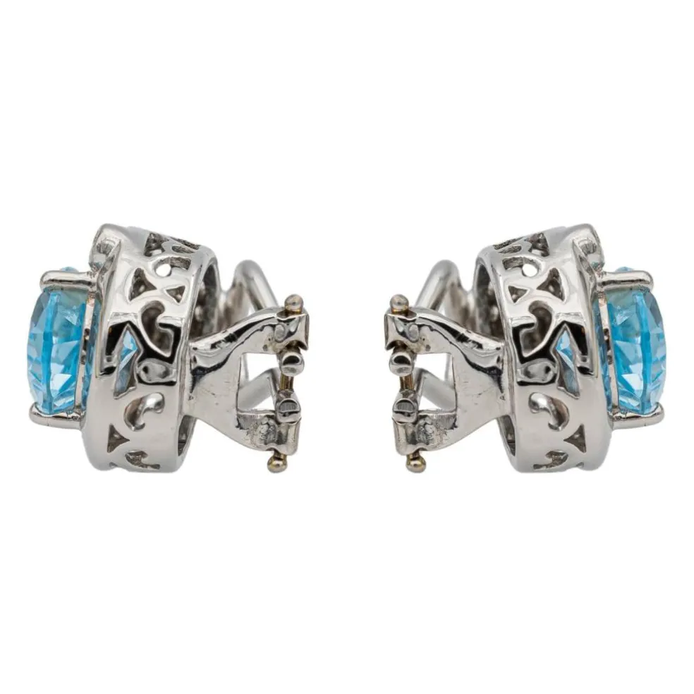 Boucles d'oreilles Clips Or blanc Topaze