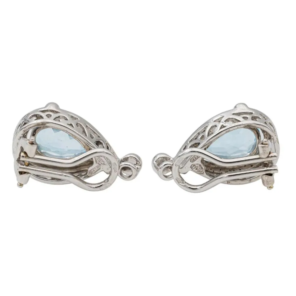 Boucles d'oreilles Clips Or blanc Topaze