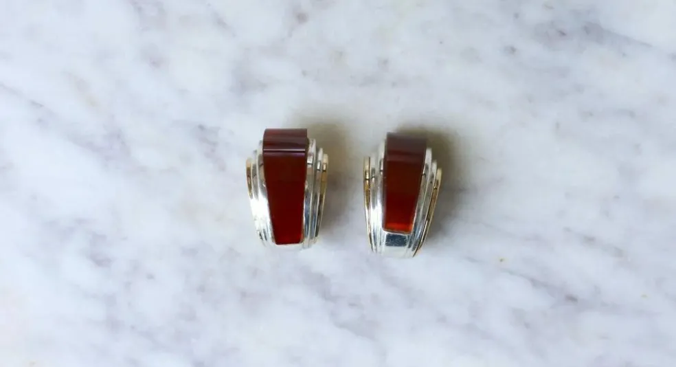 Boucles d'oreilles Clips Puiforcat Cornaline