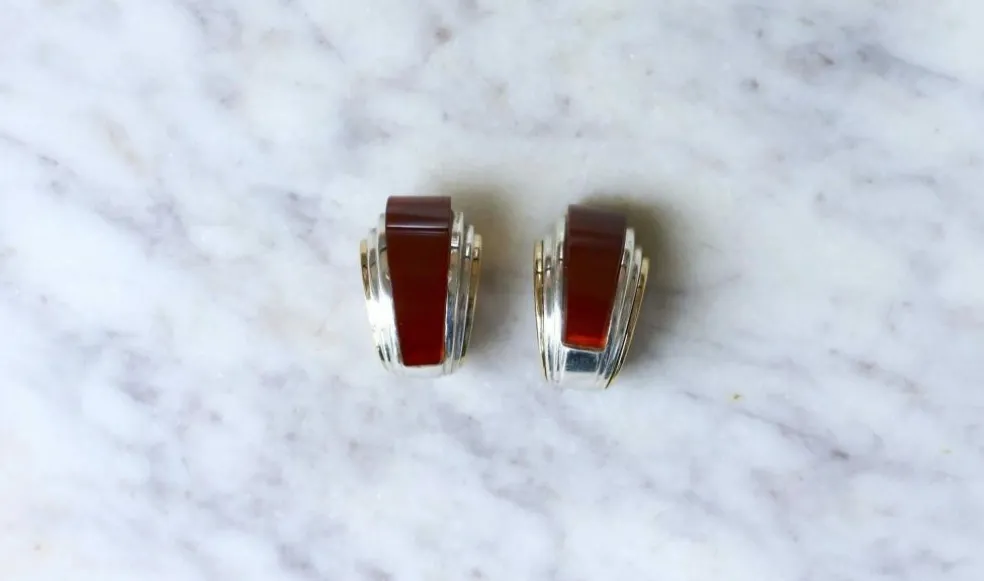 Boucles d'oreilles Clips Puiforcat Cornaline
