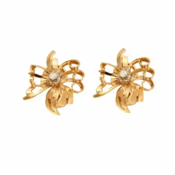 Boucles d'oreilles clips vintage diamants or jaune et platine