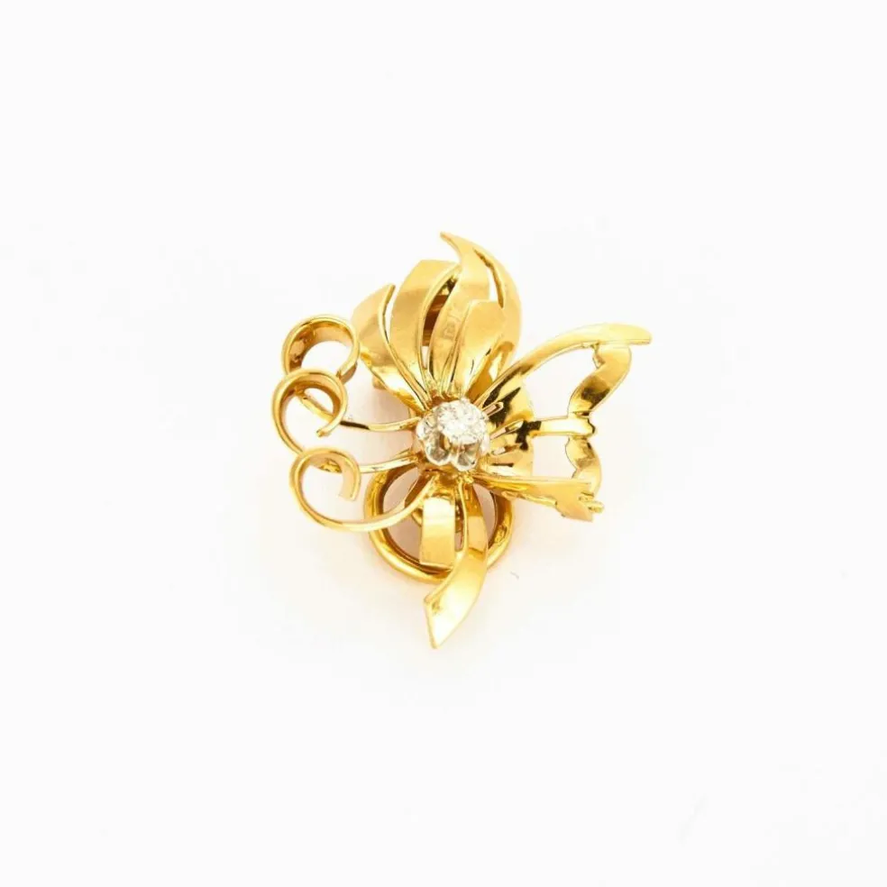Boucles d'oreilles clips vintage diamants or jaune et platine