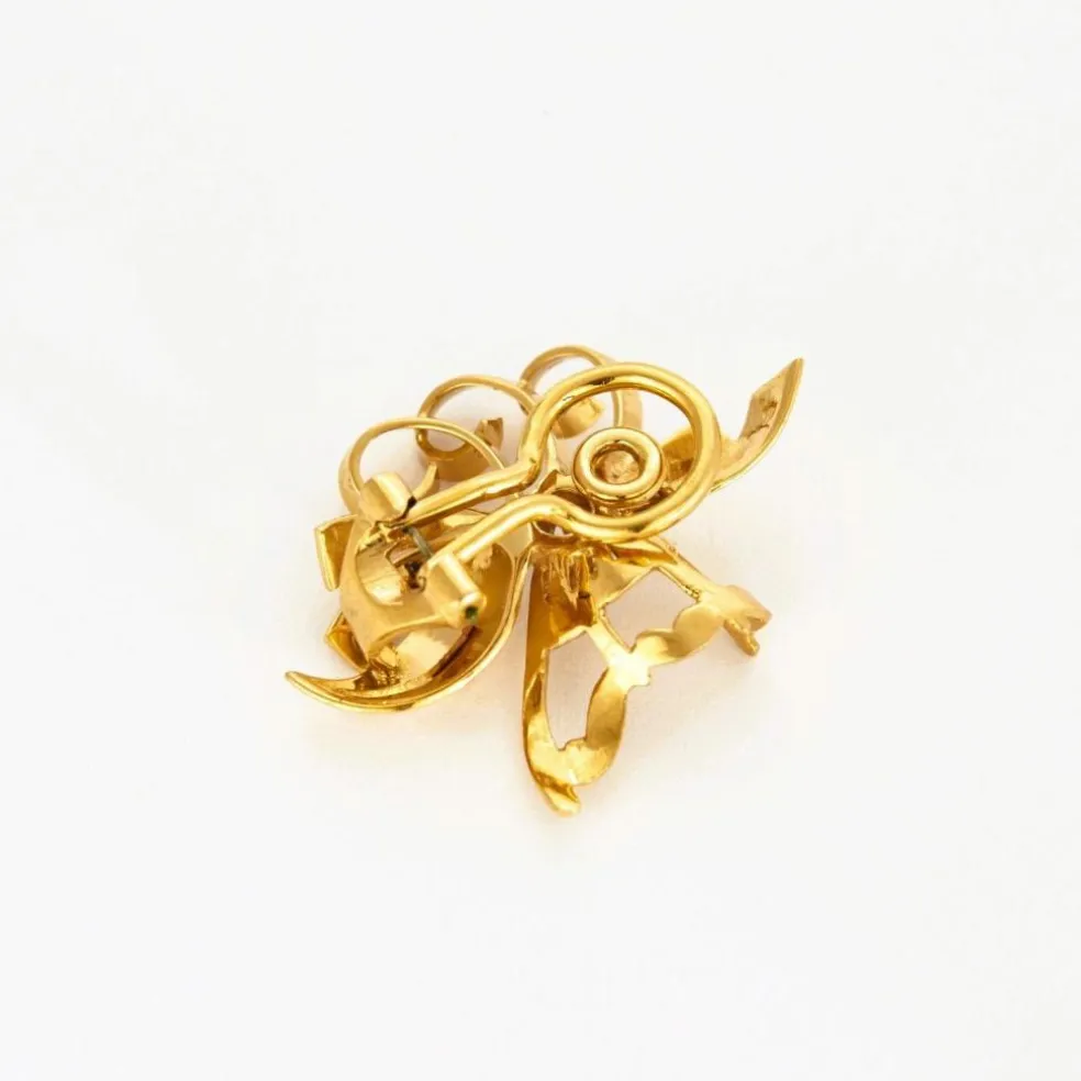 Boucles d'oreilles clips vintage diamants or jaune et platine