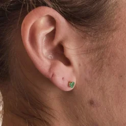 Boucles d'oreilles clous or jaune Emeraudes