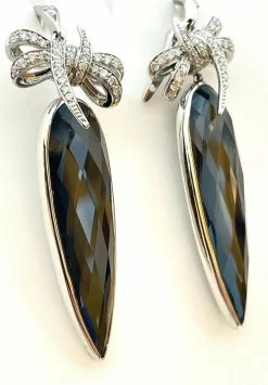 Boucles d’oreilles cocktail or blanc diamants