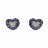 Boucles d'oreilles coeur diamants et saphirs