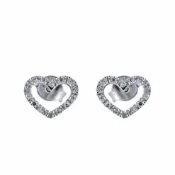 Boucles d'oreilles coeur diamants