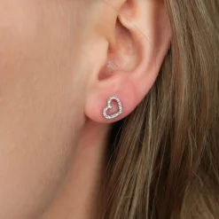 Boucles d'oreilles coeur diamants