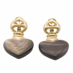 Boucles d'oreilles Coeur Or jaune Nacre