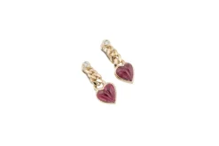 Boucles d'oreilles coeur rubis diamants