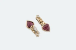 Boucles d'oreilles coeur rubis diamants