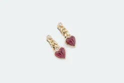 Boucles d'oreilles coeur rubis diamants