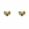 Boucles d'oreilles coeurs péridots et améthystes