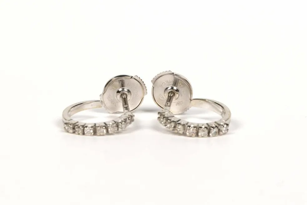 Boucles d'oreilles contemporaines or blanc diamants