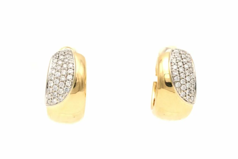 Boucles d'oreilles contemporaines en or jaune 18 carats serties de diamants "taille" brillant (+-0.448ct)