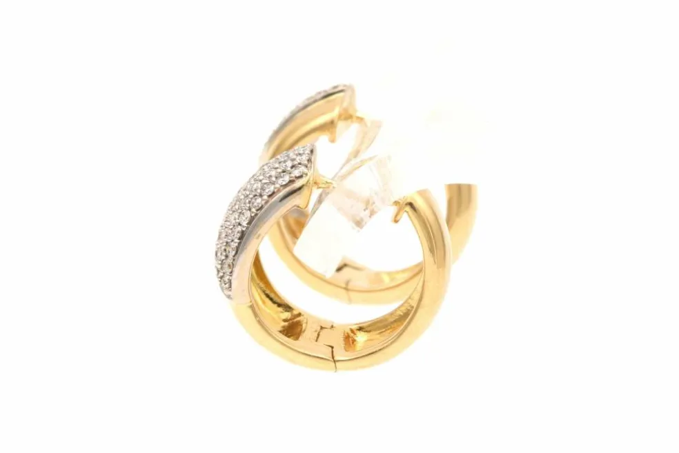 Boucles d'oreilles contemporaines en or jaune 18 carats serties de diamants "taille" brillant (+-0.448ct)