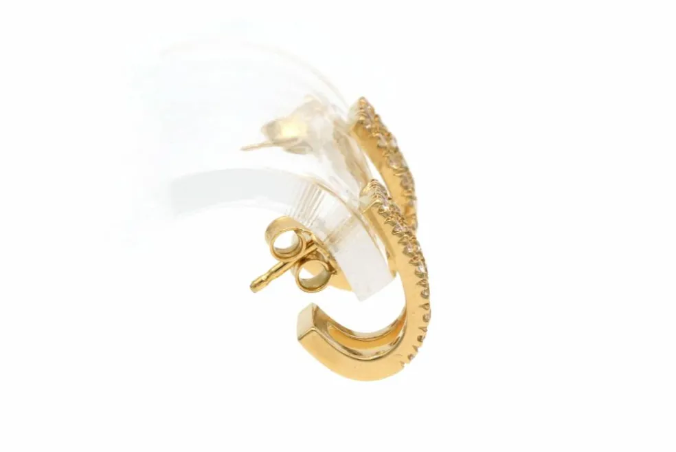 Boucles d'oreilles contemporaines en or jaune 18 carats serties de diamants "taille" brillant (+-0.45ct)