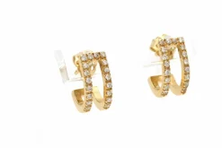 Boucles d'oreilles contemporaines en or jaune 18 carats serties de diamants