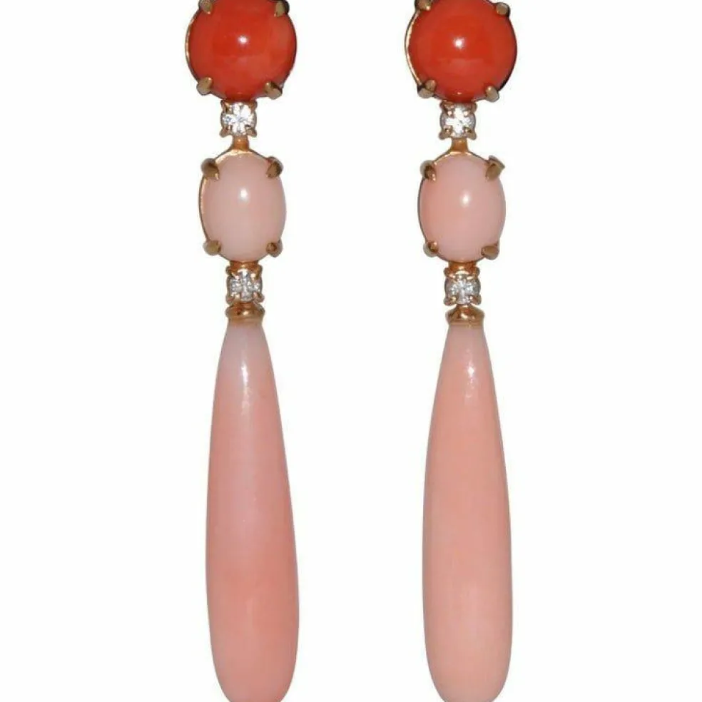 Boucles d'oreilles Corail Diamants