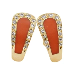 Boucles d'Oreilles Corail Et Diamants