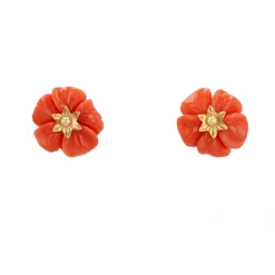 Boucles d'oreilles corail et or