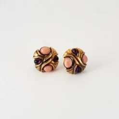 Boucles d'oreilles Corail & Améthystes