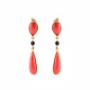 Boucles d'oreilles corail et saphir or jaune