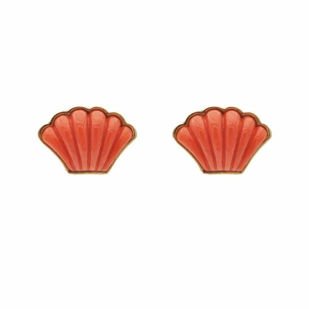 Boucles d'oreilles corail or jaune MOMO