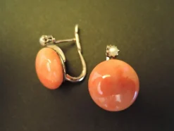 Boucles d'Oreilles Corail Peau d'Ange Et Perle